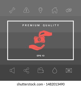 Receiving money banknotes stack icon. Cash stacks money banknotes. Graphic elements for your design