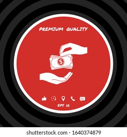 Receiving money banknotes stack icon. Cash stacks money banknotes. Graphic elements for your design