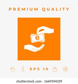 Receiving money banknotes stack icon. Cash stacks money banknotes. Graphic elements for your design