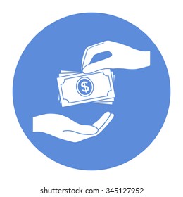 Receiving money banknotes stack icon. Cash stacks money banknotes.