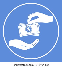 Receiving money banknotes stack icon. Cash stacks money banknotes