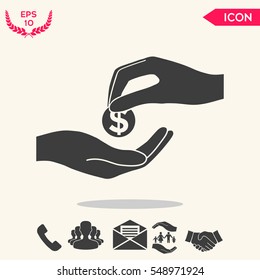 Receiving money icon
