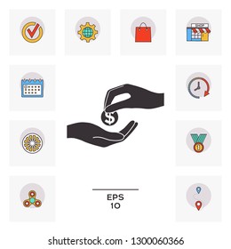 Receiving money icon. Graphic elements for your design