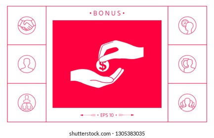 Receiving money icon. Graphic elements for your design