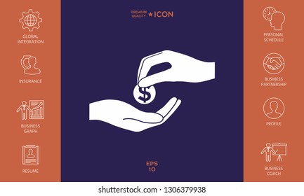 Receiving money icon. Graphic elements for your design