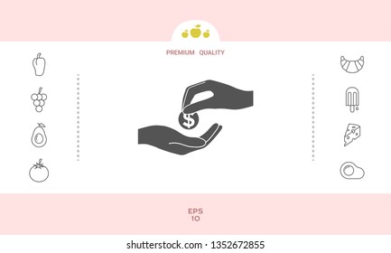 Receiving money icon. Graphic elements for your design