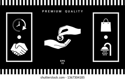 Receiving money icon. Graphic elements for your design