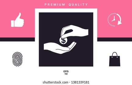 Receiving money icon. Graphic elements for your design