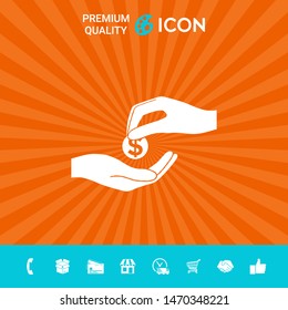 Receiving money icon. Graphic elements for your design