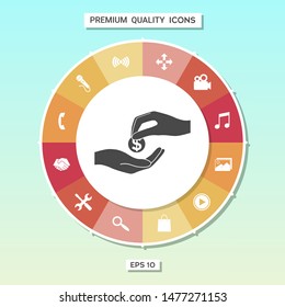 Receiving money icon. Graphic elements for your design