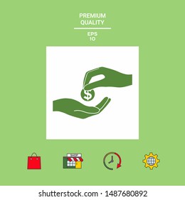 Receiving money icon. Graphic elements for your design