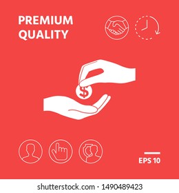 Receiving money icon. Graphic elements for your design