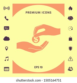 Receiving money icon. Graphic elements for your design