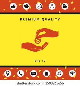 Receiving money icon. Graphic elements for your design