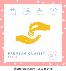 Receiving money icon. Graphic elements for your design