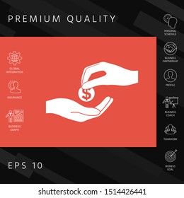 Receiving money icon. Graphic elements for your design