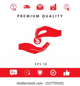 Receiving money icon. Graphic elements for your design