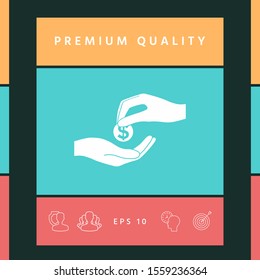 Receiving money icon. Graphic elements for your design