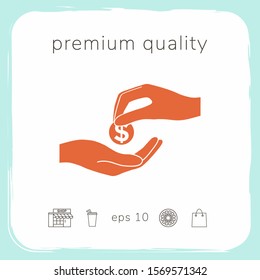 Receiving money icon. Graphic elements for your design