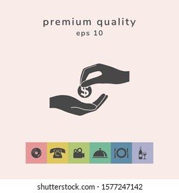 Receiving money icon. Graphic elements for your design