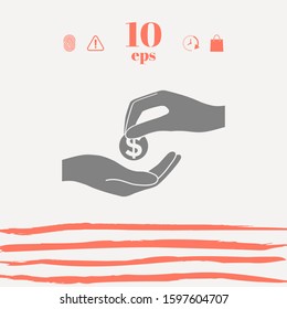 Receiving money icon. Graphic elements for your design