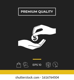 Receiving money icon. Graphic elements for your design