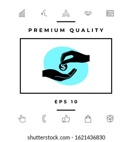 Receiving money icon. Graphic elements for your design
