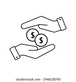 Receiving Money Icon. Vector Illustration. on white background 