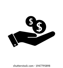 Icono de recepción de dinero. Ilustración vectorial. sobre fondo blanco 