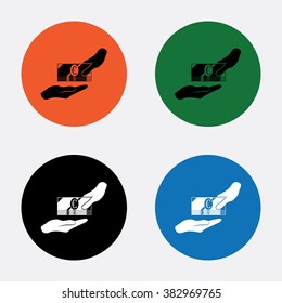 Receiving Money Icon. Vector Illustration