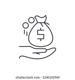 Receiving the money line icon concept. Receiving the money vector linear illustration, symbol, sign