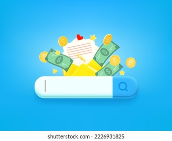 Receiving money via postage. 3d style vector illustration
