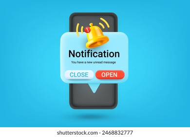 Receiving new notification concept. Vector 3d illustration 