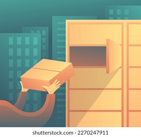 Receiving an order or parcel with Automated locker - modern method of shopping and delivery