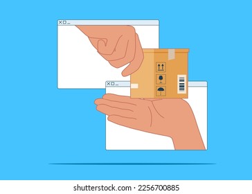 Receiving package from courier to customer. Delivery concept. Modern vector illustration in flat style.