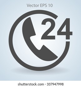 receiving phone calls 24 hours a day vector illustration