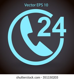 receiving phone calls 24 hours a day vector illustration