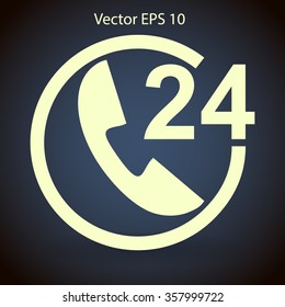 receiving phone calls 24 hours a day vector illustration