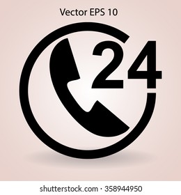 receiving phone calls 24 hours a day vector illustration