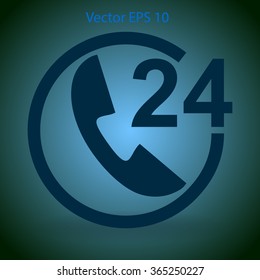 receiving phone calls 24 hours a day vector illustration