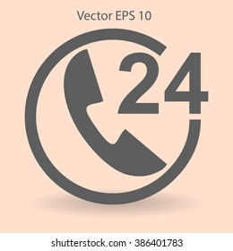 receiving phone calls 24 hours a day vector illustration
