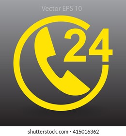 receiving phone calls 24 hours a day vector illustration