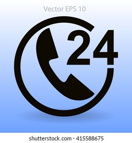 receiving phone calls 24 hours a day vector illustration