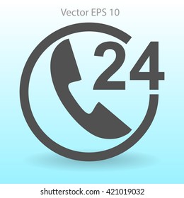 receiving phone calls 24 hours a day vector illustration