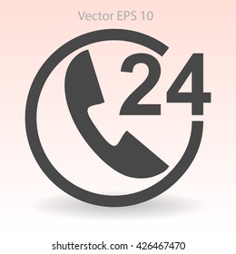 receiving phone calls 24 hours a day vector illustration