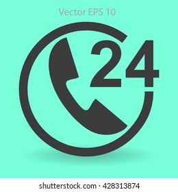 receiving phone calls 24 hours a day vector illustration