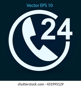 receiving phone calls 24 hours a day vector illustration