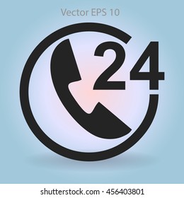 receiving phone calls 24 hours a day vector illustration