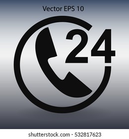 receiving phone calls 24 hours a day vector illustration