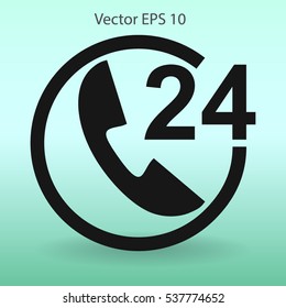 receiving phone calls 24 hours a day vector illustration